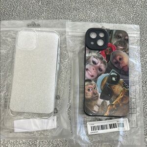 Monkey Design Phone Case - Black & Clear Phone Case w/ Sparkles for an iPhone 13